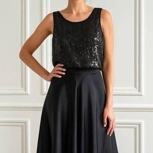 Vintage Scarlet Rage Womens Sequin Silk Tank Classic Quiet Luxury Romantic S